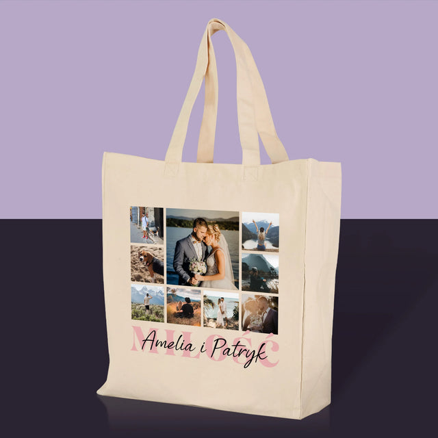 Fotokolaż: Miłość Imiona - Torba Płócienna z Nadrukiem