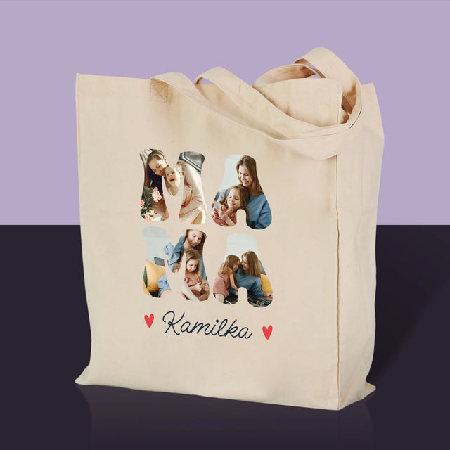 Słowo Ze Zdjęć: Mama Imię - Torba Płócienna z Nadrukiem