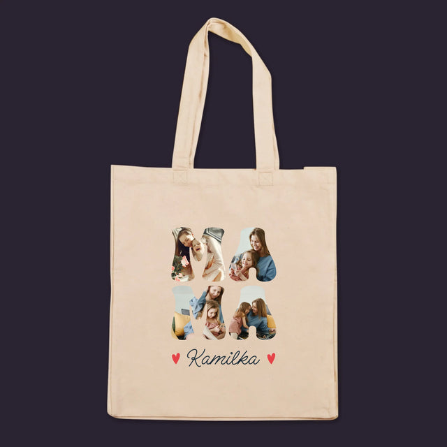 Słowo Ze Zdjęć: Mama Imię - Torba Płócienna z Nadrukiem