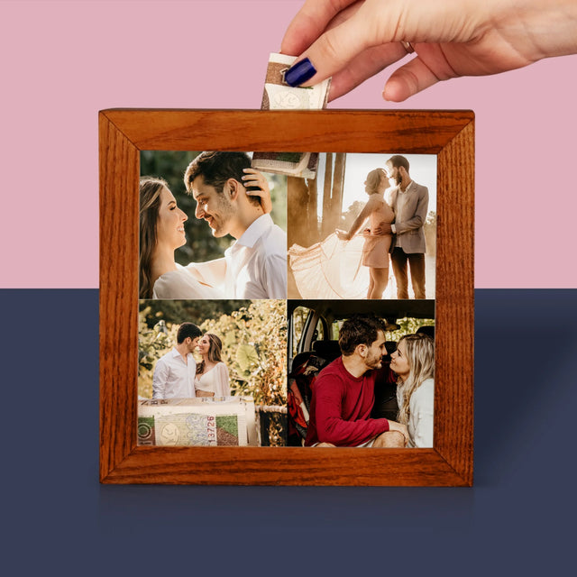 Fotokolaż: 4 Zdjęcia - Drewniana Skarbonka