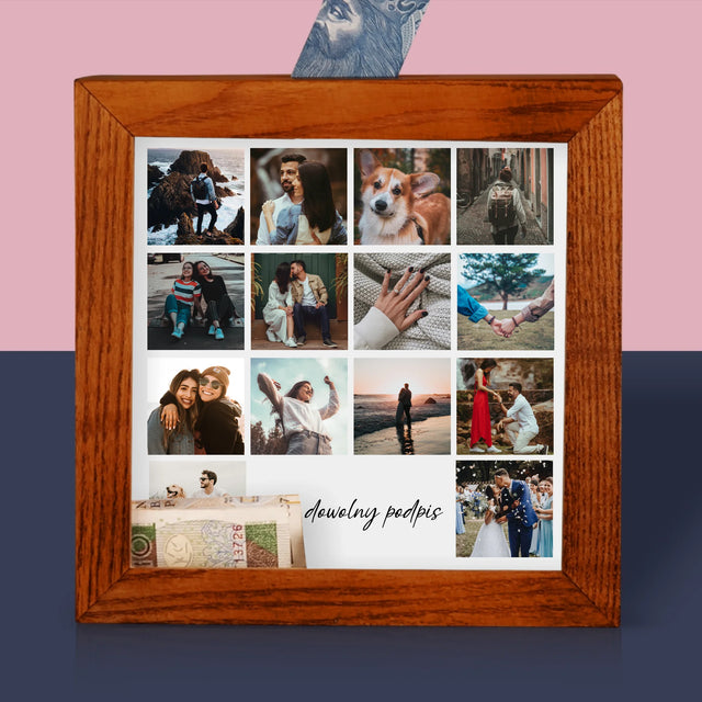 Fotokolaż: 14 Zdjęć - Drewniana Skarbonka