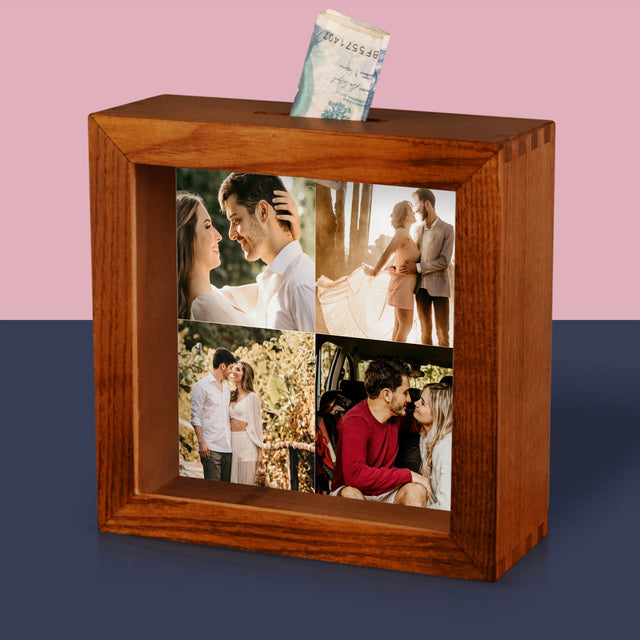 Fotokolaż: 4 Zdjęcia - Drewniana Skarbonka
