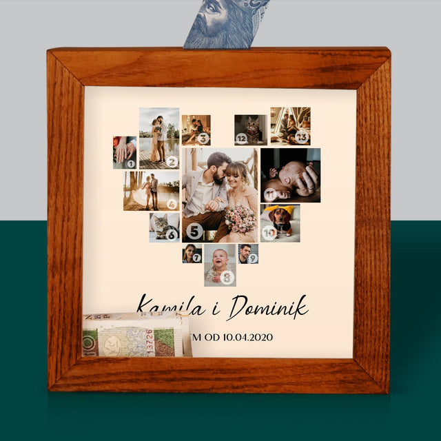 Fotokolaż: Serce Kolaż Ze Zdjęć - Drewniana Skarbonka