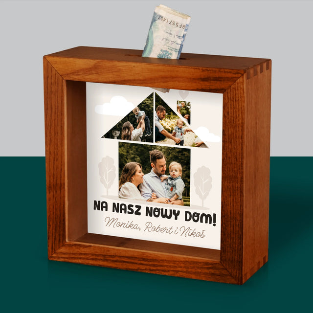 Kształt Ze Zdjęć: Nasz Nowy Dom - Drewniana Skarbonka