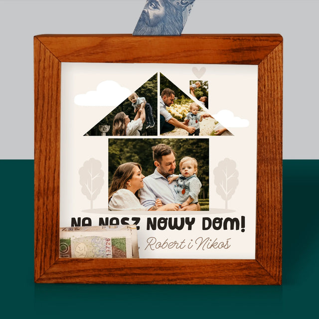 Kształt Ze Zdjęć: Nasz Nowy Dom - Drewniana Skarbonka