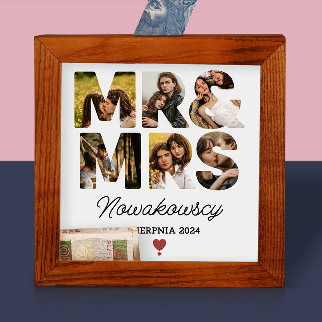 Słowo Ze Zdjęć: Mr&Mrs - Drewniana Skarbonka