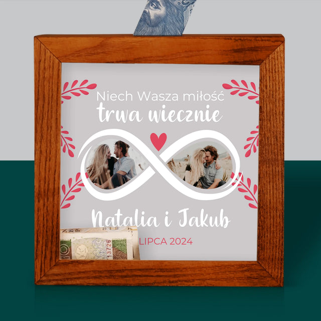 Fotokolaż: Niech Wasza Miłość Trwa Wiecznie - Drewniana Skarbonka
