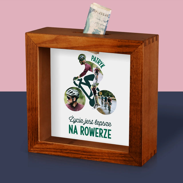 Kształt Ze Zdjęć: Życie Jest Lepsze Na Rowerze - Drewniana Skarbonka