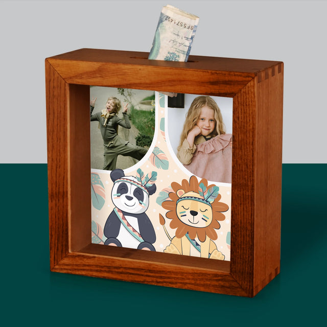 Fotokolaż: Zwierzaki - Drewniana Skarbonka