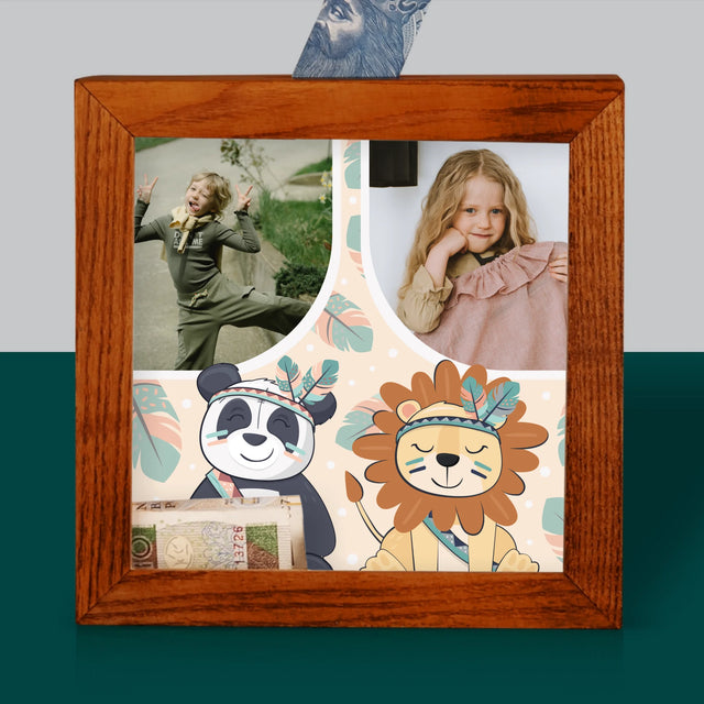 Fotokolaż: Zwierzaki - Drewniana Skarbonka