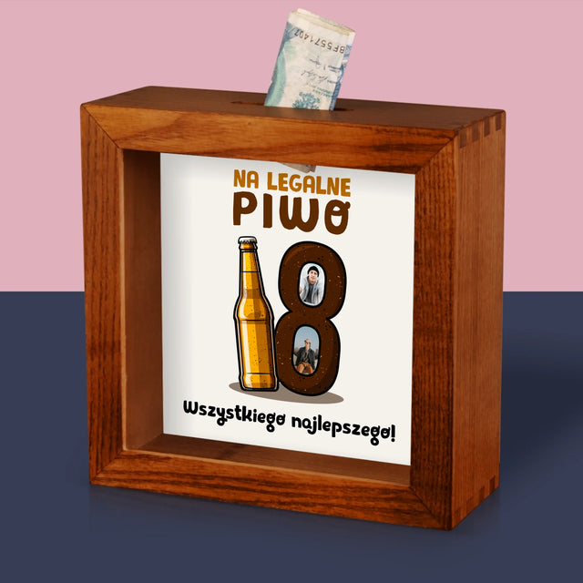 Fotokolaż: 18 Piwo - Drewniana Skarbonka