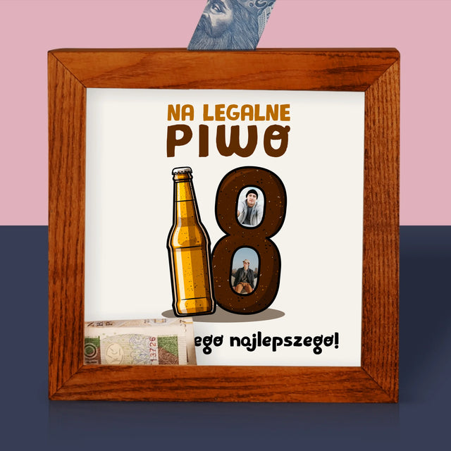 Fotokolaż: 18 Piwo - Drewniana Skarbonka