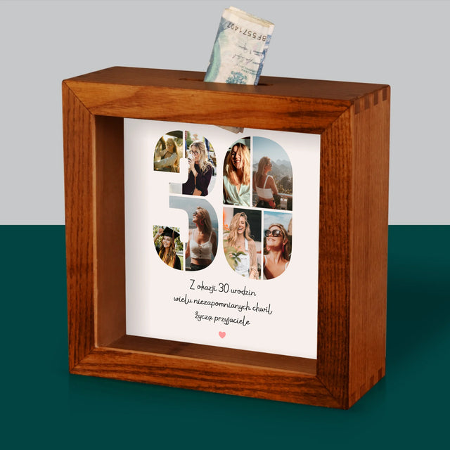 Fotokolaż: 30 Urodziny Życzenia - Drewniana Skarbonka