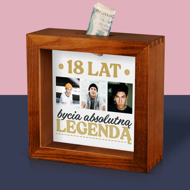 Fotokolaż: 18 Lat Bycia Legendą - Drewniana Skarbonka
