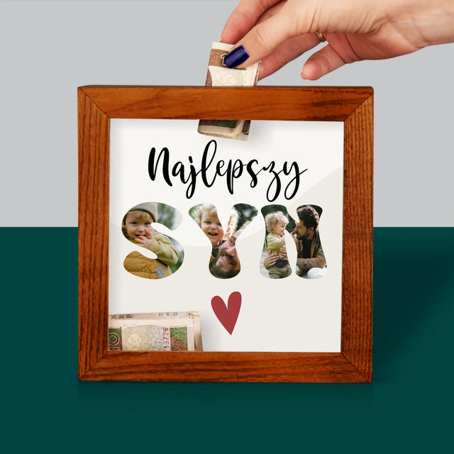 Słowo Ze Zdjęć: Najlepszy Syn Serce - Drewniana Skarbonka