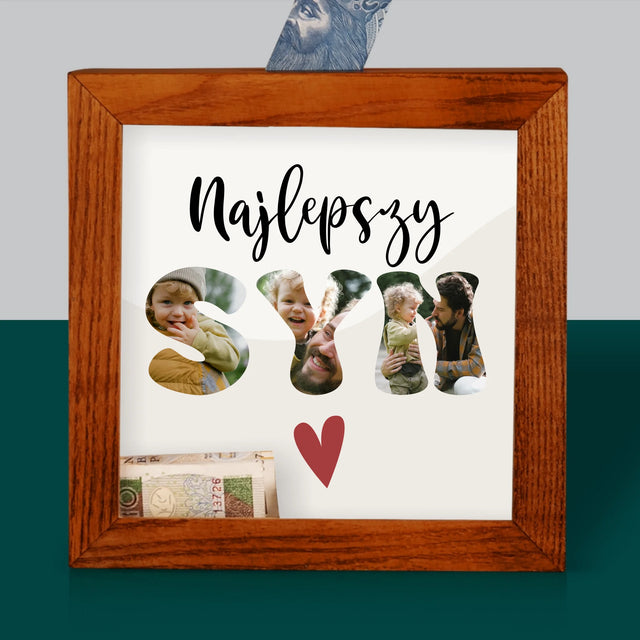 Słowo Ze Zdjęć: Najlepszy Syn Serce - Drewniana Skarbonka