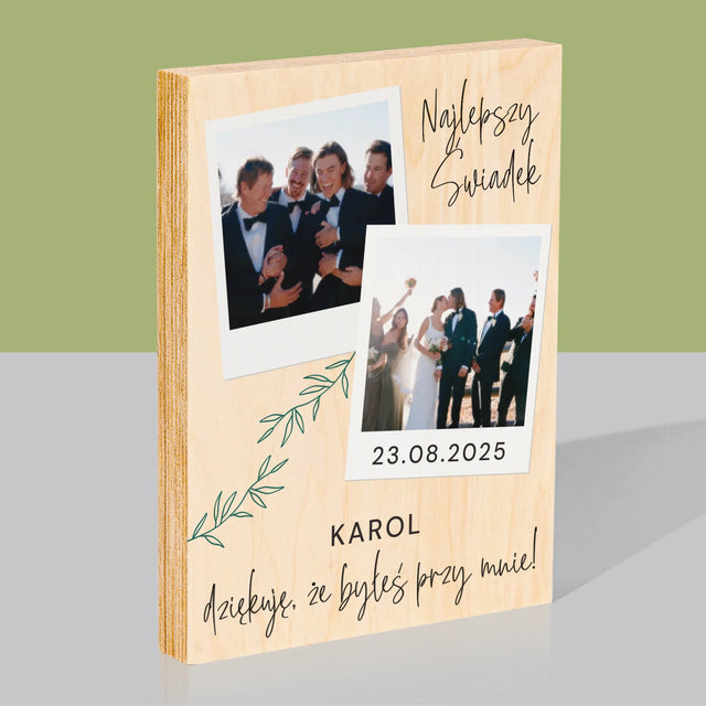 Fotokolaż: Najlepszy Świadek Polaroidy - Wydruk Na Drewnie