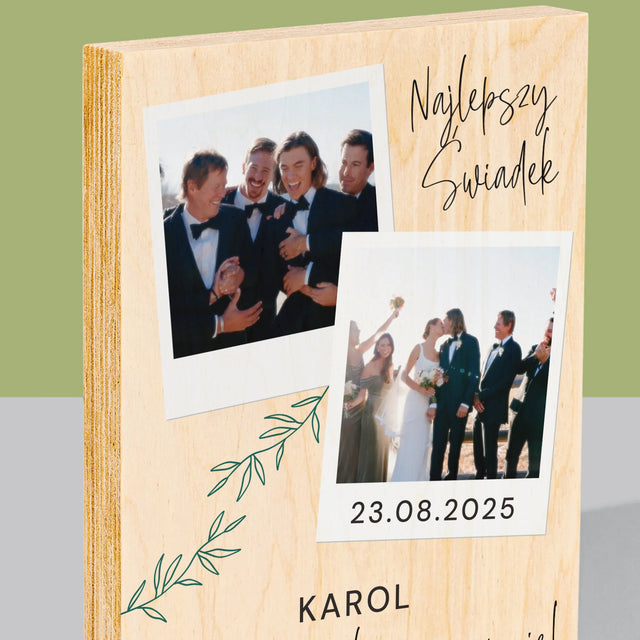 Fotokolaż: Najlepszy Świadek Polaroidy - Wydruk Na Drewnie