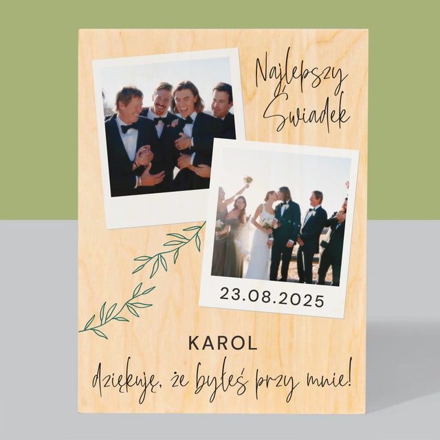 Fotokolaż: Najlepszy Świadek Polaroidy - Wydruk Na Drewnie