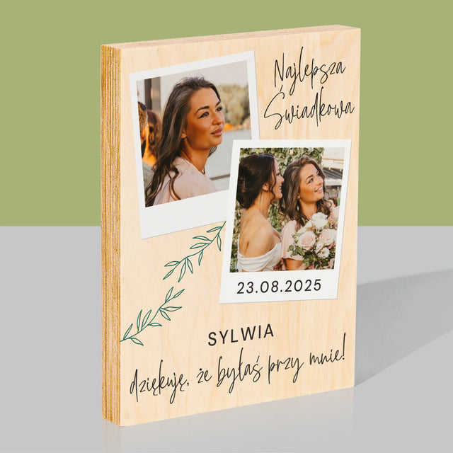 Fotokolaż: Najlepsza Świadkowa Polaroidy - Wydruk Na Drewnie