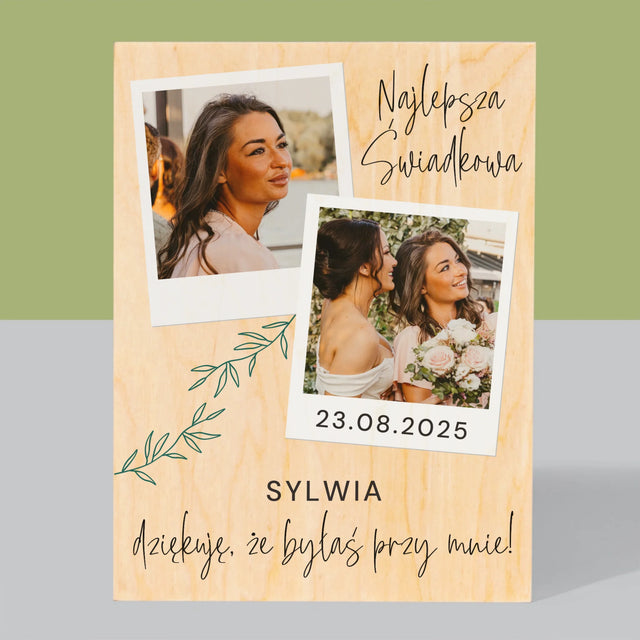 Fotokolaż: Najlepsza Świadkowa Polaroidy - Wydruk Na Drewnie