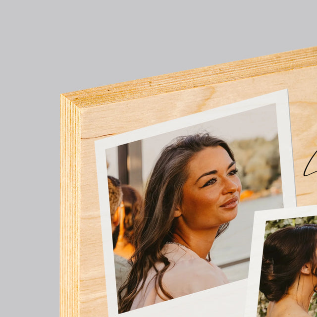 Fotokolaż: Najlepsza Świadkowa Polaroidy - Wydruk Na Drewnie