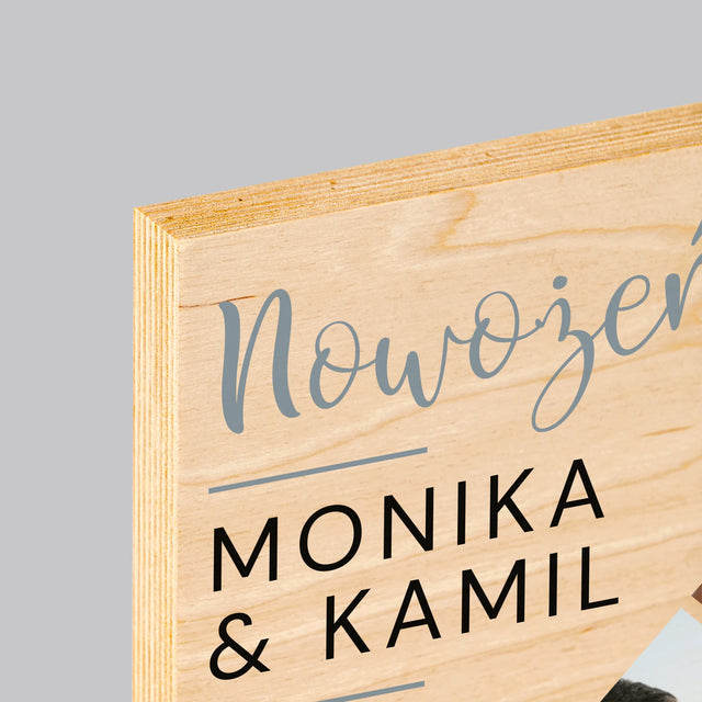 Fotokolaż: Nowożeńcy - Wydruk Na Drewnie