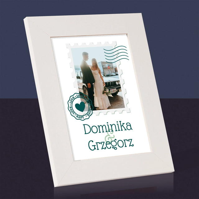Zdjęcie i Podpis: Ślubna Pocztówka - Ramka Na Zdjęcie