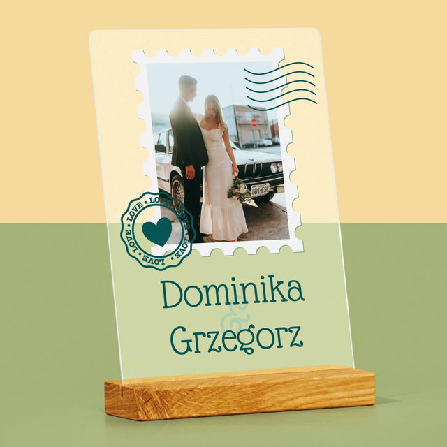 Zdjęcie i Podpis: Ślubna Pocztówka - Wydruk Na Szkle Akrylowym