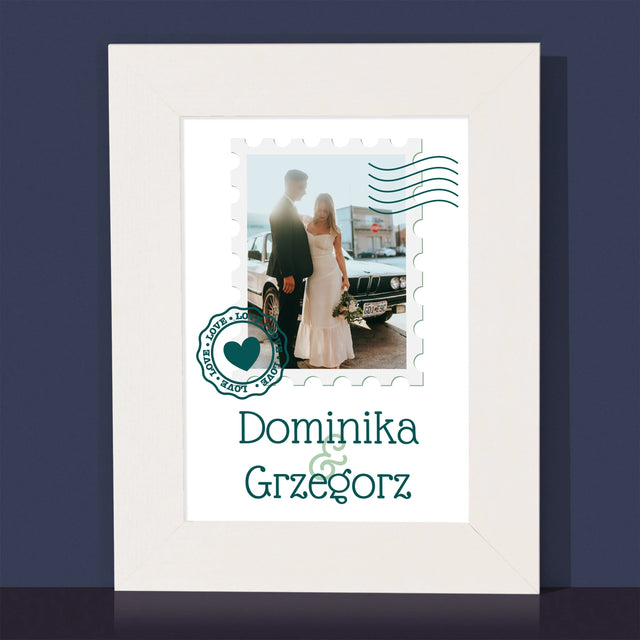 Zdjęcie i Podpis: Ślubna Pocztówka - Ramka Na Zdjęcie