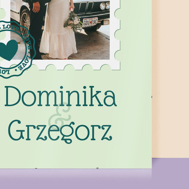 Zdjęcie i Podpis: Ślubna Pocztówka - Personalizowany Plakat