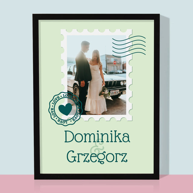 Zdjęcie i Podpis: Ślubna Pocztówka - Wydruk Obramowany