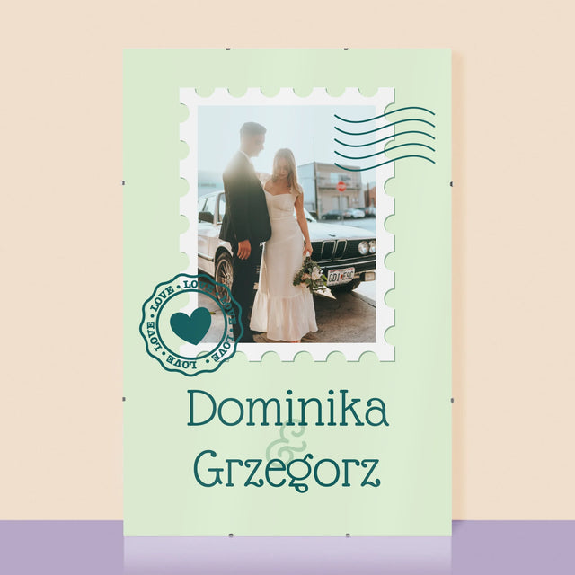 Zdjęcie i Podpis: Ślubna Pocztówka - Personalizowany Plakat