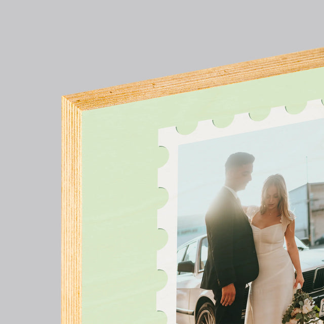 Zdjęcie i Podpis: Ślubna Pocztówka - Wydruk Na Drewnie