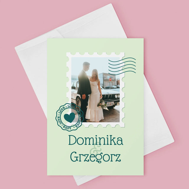 Zdjęcie i Podpis: Ślubna Pocztówka - Kartka z Życzeniami