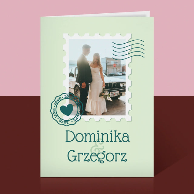 Zdjęcie i Podpis: Ślubna Pocztówka - Kartka z Życzeniami