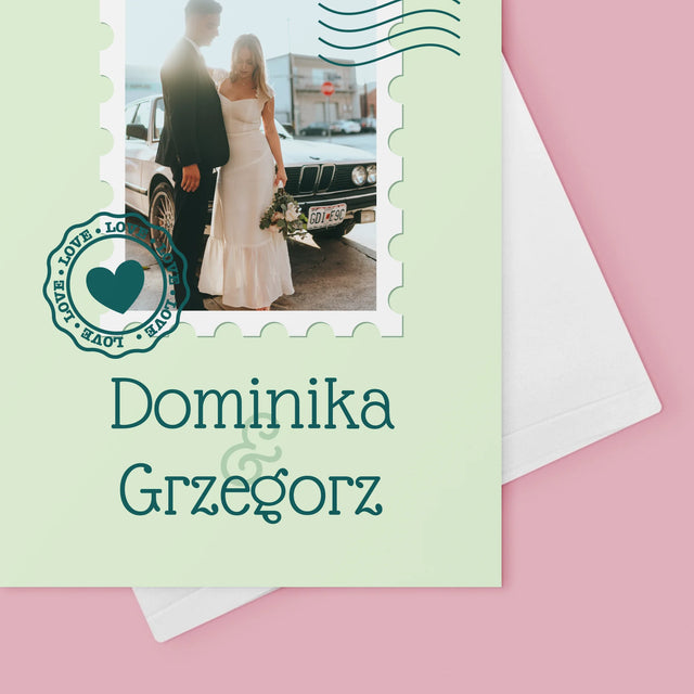 Zdjęcie i Podpis: Ślubna Pocztówka - Kartka z Życzeniami