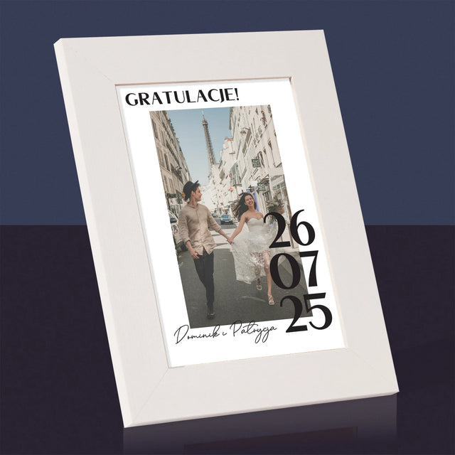 Zdjęcie i Podpis: Gratulacje z Okazji Ślubu - Ramka Na Zdjęcie