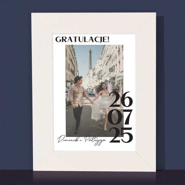 Zdjęcie i Podpis: Gratulacje z Okazji Ślubu - Ramka Na Zdjęcie