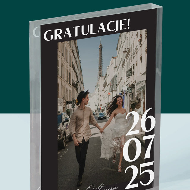 Zdjęcie i Podpis: Gratulacje z Okazji Ślubu - Blok Akrylowy
