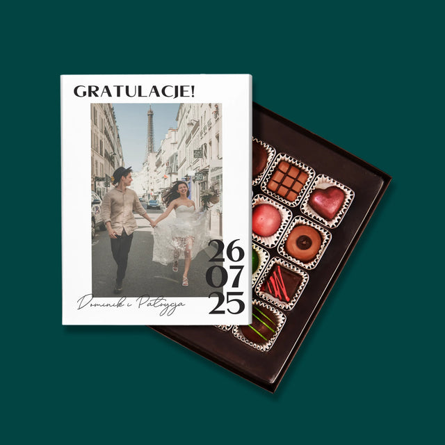 Zdjęcie i Podpis: Gratulacje z Okazji Ślubu - Personalizowane Praliny