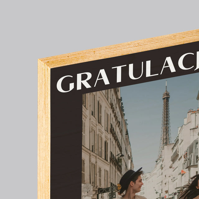 Zdjęcie i Podpis: Gratulacje z Okazji Ślubu - Wydruk Na Drewnie