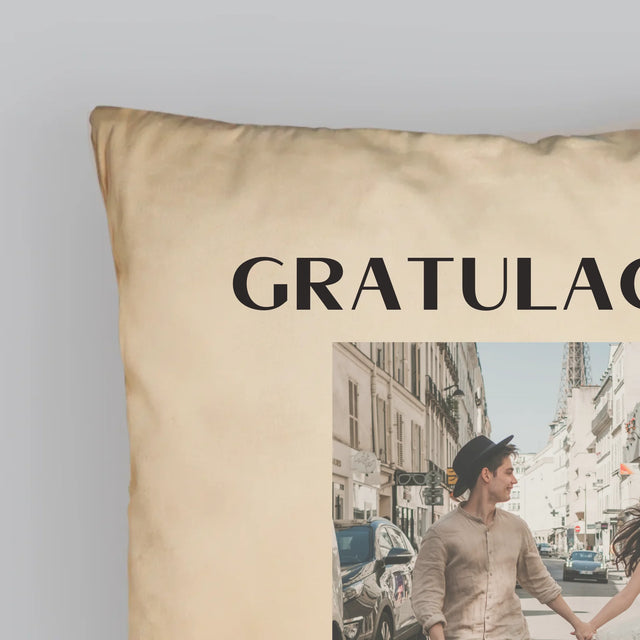 Zdjęcie i Podpis: Gratulacje z Okazji Ślubu - Poduszka z Nadrukiem