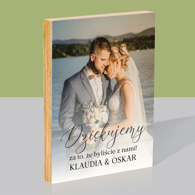 Zdjęcie i Podpis: Dziękujemy, Że Byliście z Nami - Wydruk Na Drewnie