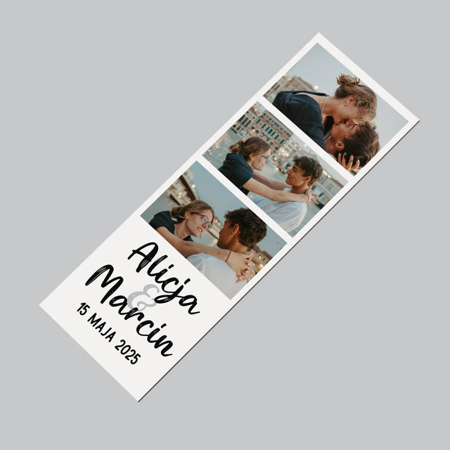 Fotokolaż: Wasze Imiona z Datą - Magnes Na Lodówkę