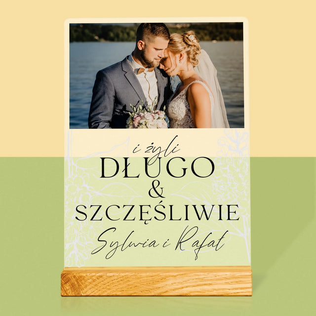 Zdjęcie i Podpis: Żyli Długo i Szczęśliwie - Wydruk Na Szkle Akrylowym