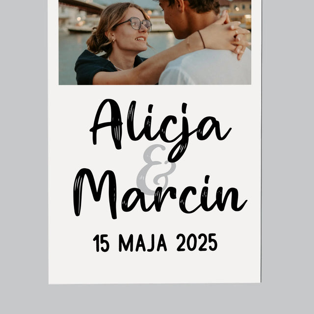 Fotokolaż: Wasze Imiona z Datą - Magnes Na Lodówkę