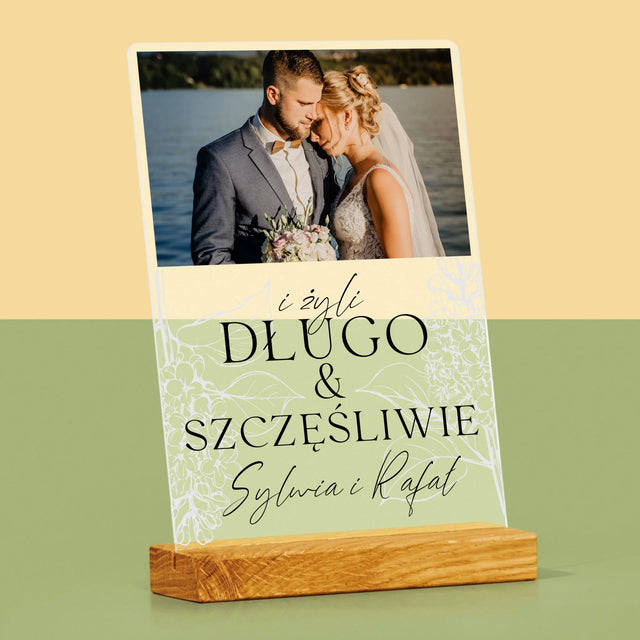 Zdjęcie i Podpis: Żyli Długo i Szczęśliwie - Wydruk Na Szkle Akrylowym