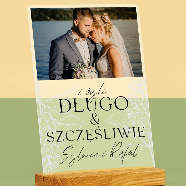 Zdjęcie i Podpis: Żyli Długo i Szczęśliwie - Wydruk Na Szkle Akrylowym