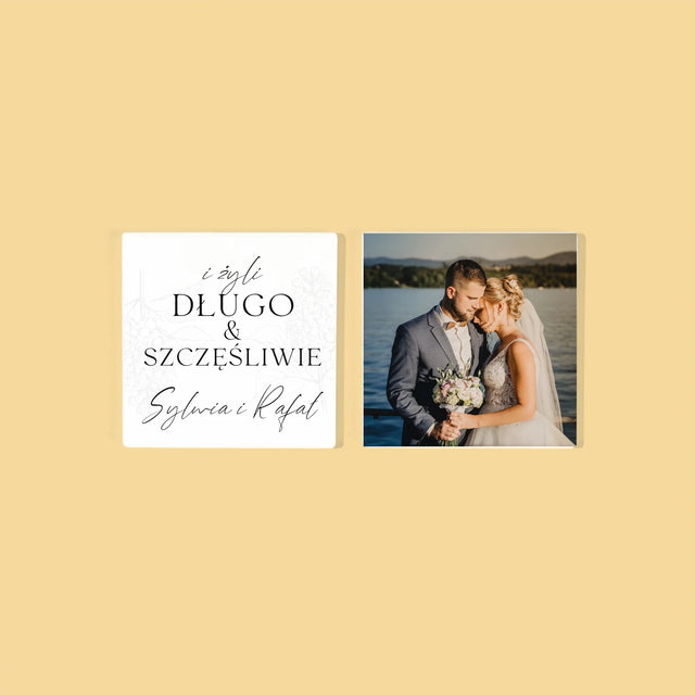 Zdjęcie i Podpis: Żyli Długo i Szczęśliwie - Podkładki Pod Kubki